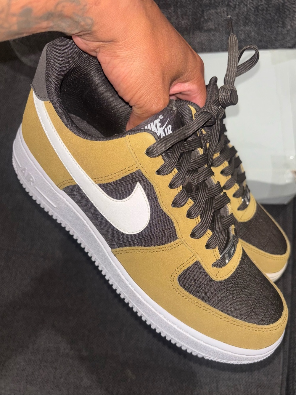New Nike Low-Top Sneakers — Mustard Yellow, Black & White